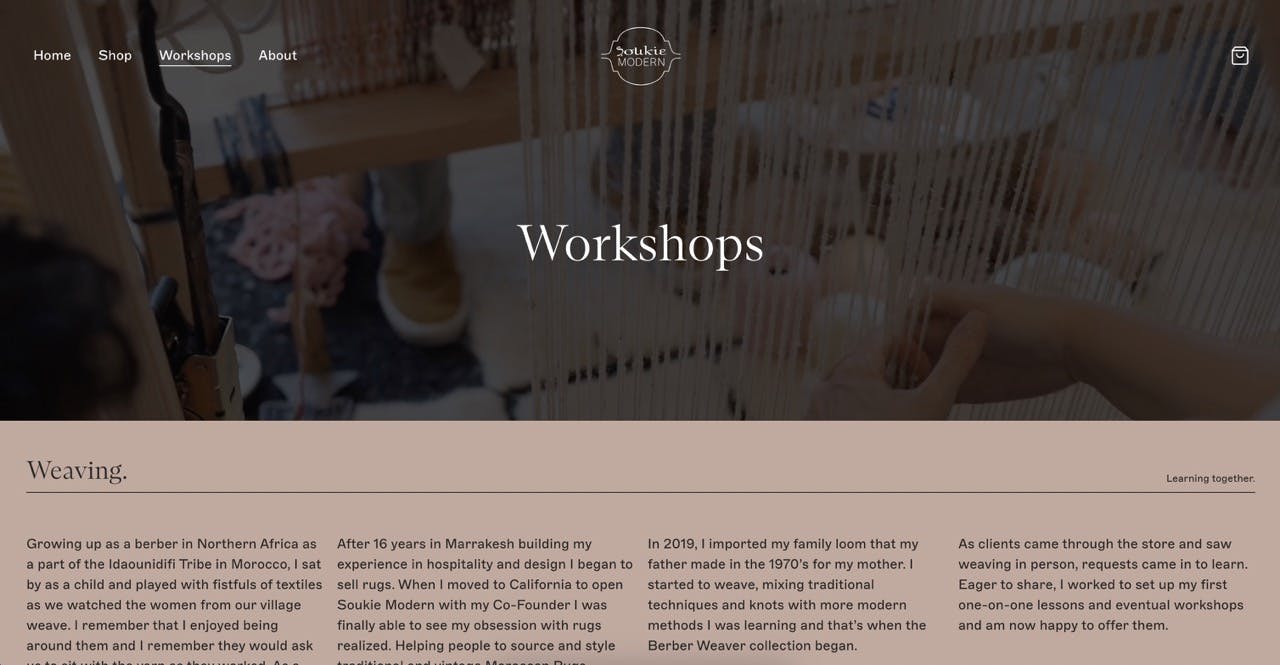Soukie Modern workshops page